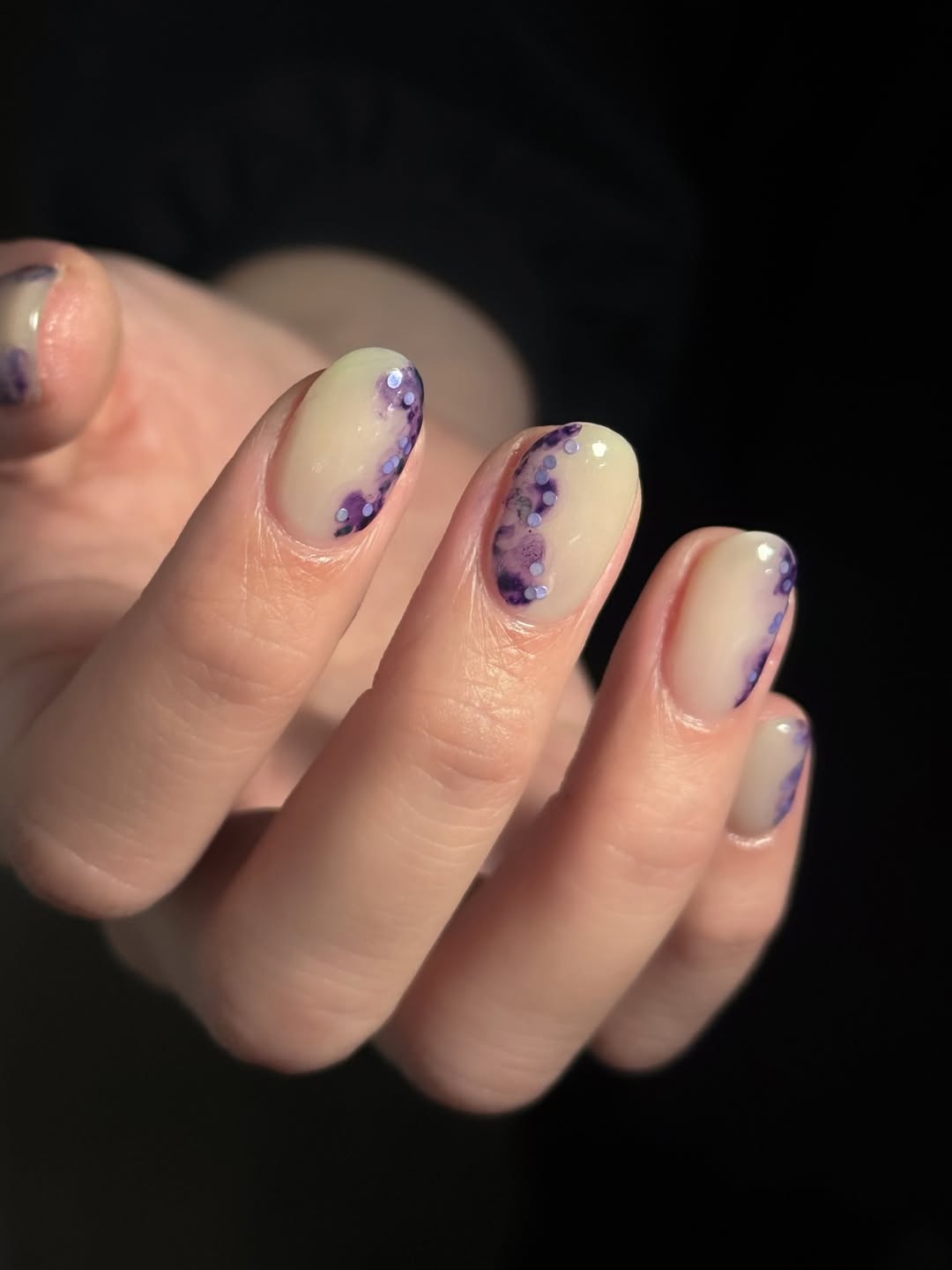 Soft Lavender Marble Glitter Summer Nails