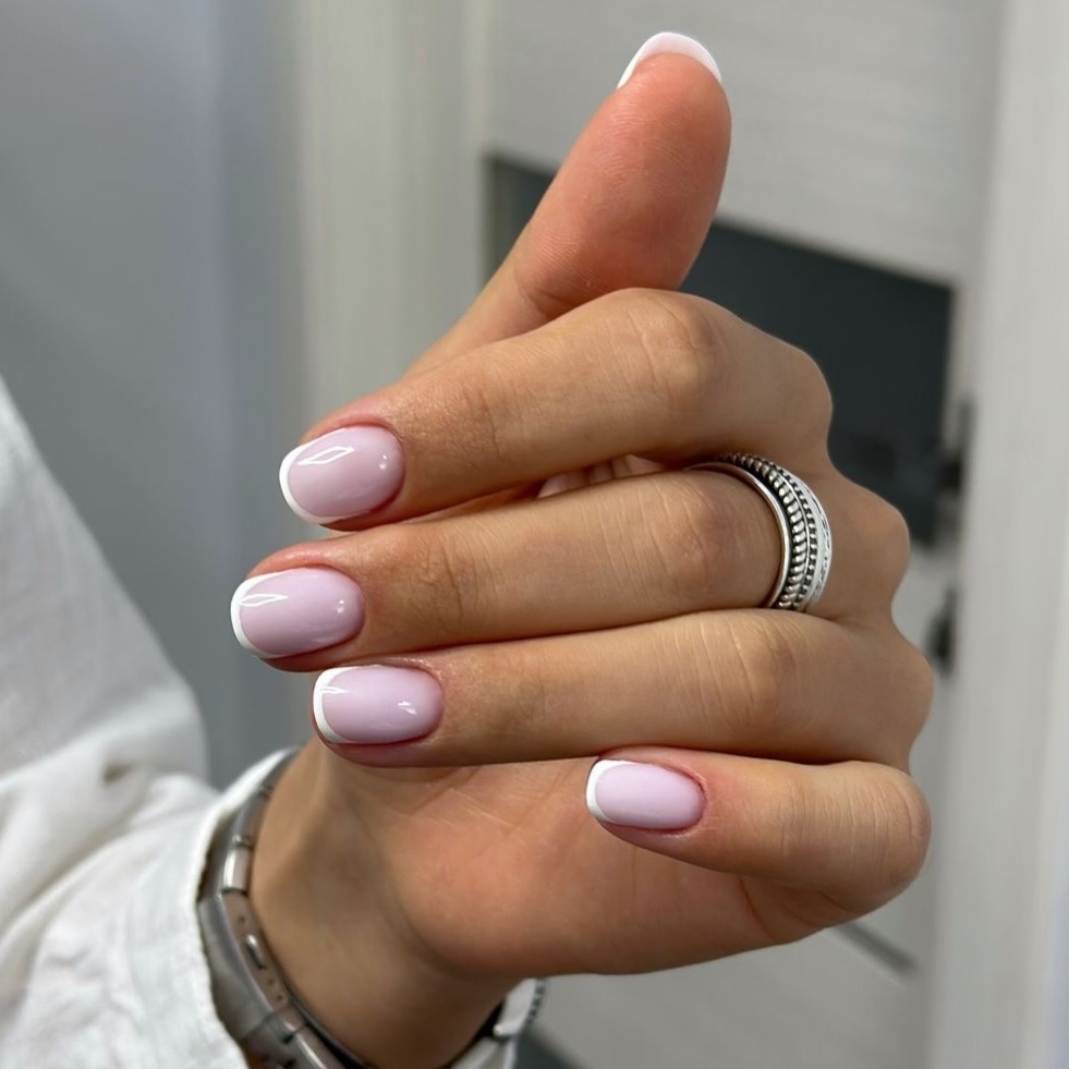 Soft Lavender Pink Squoval French Tips