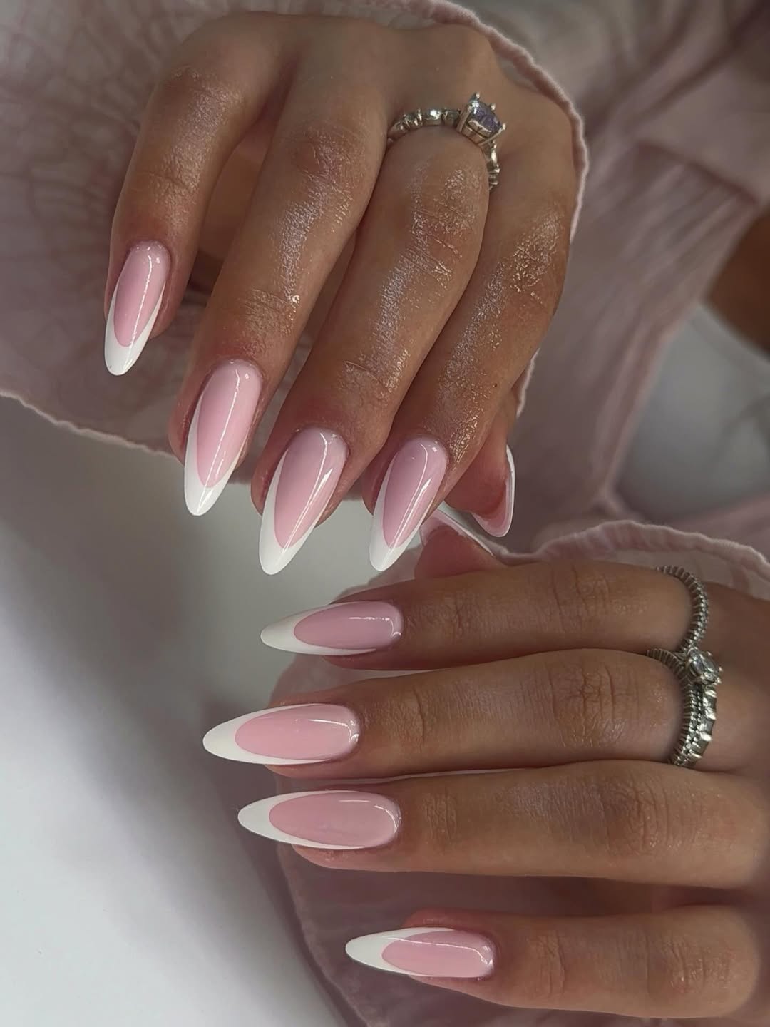 Soft Pink Classic V French Tip Nails