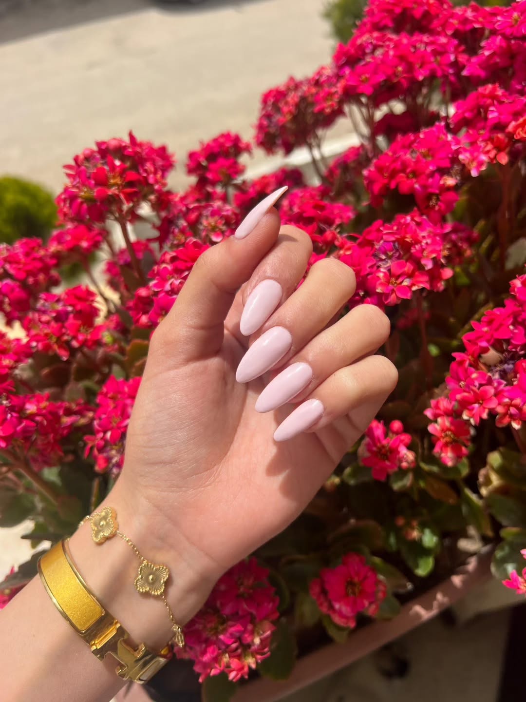 Soft Pink Glossy Stiletto Luxury Nails