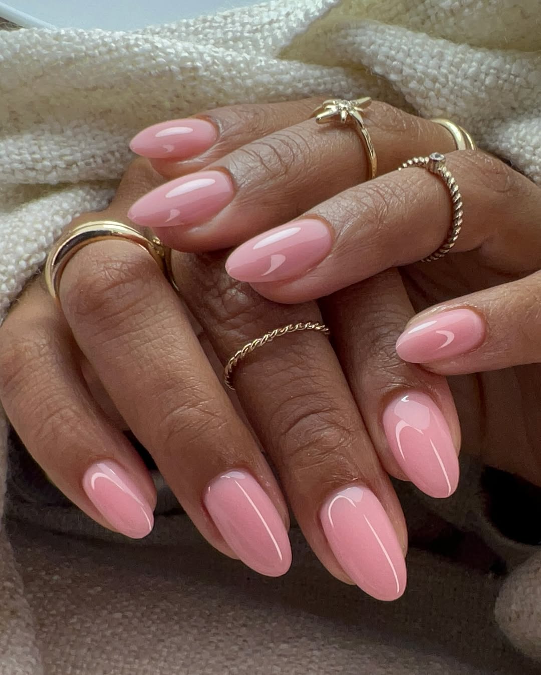 Soft Pink Jelly Almond Nails