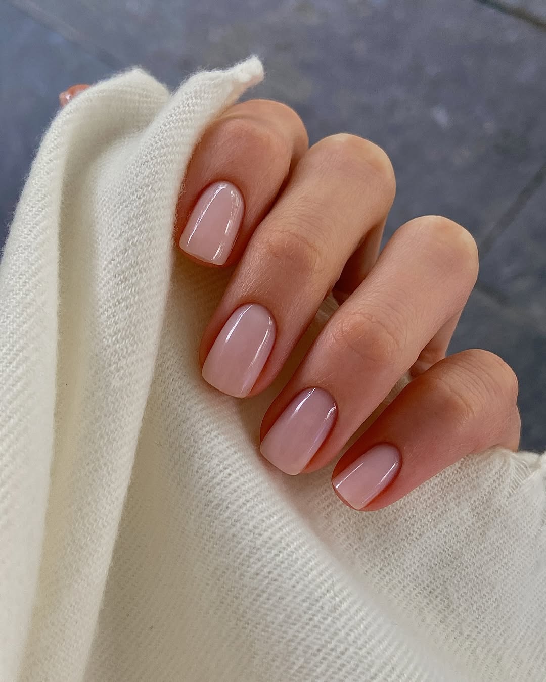 Soft Pink Milky Gel Short Squoval Nails
