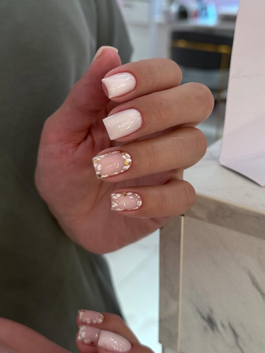 Soft Shimmer White Coffin with Delicate Floral Accents