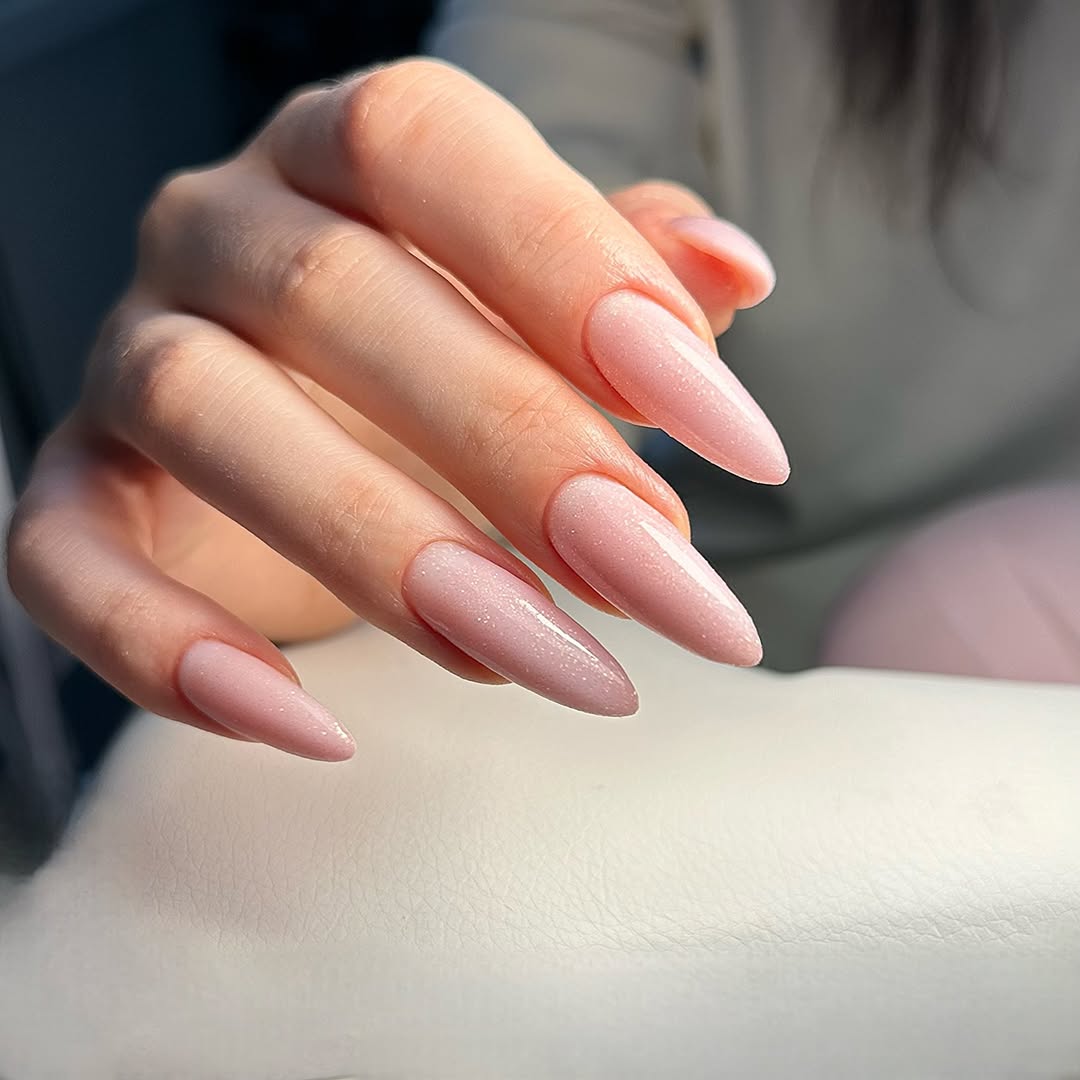 Sparkle Pink Stiletto Glitter Long Nails