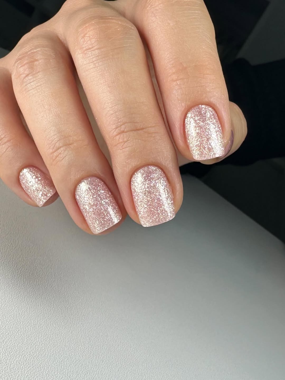 Sparkling Diamond Dust Short Square Nails