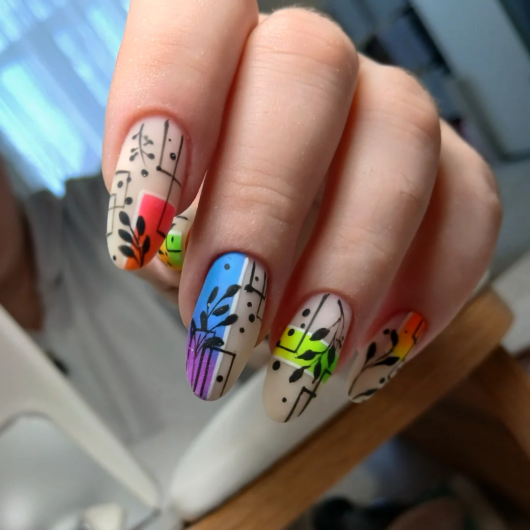 Tropical Botanical Abstract Summer Nails