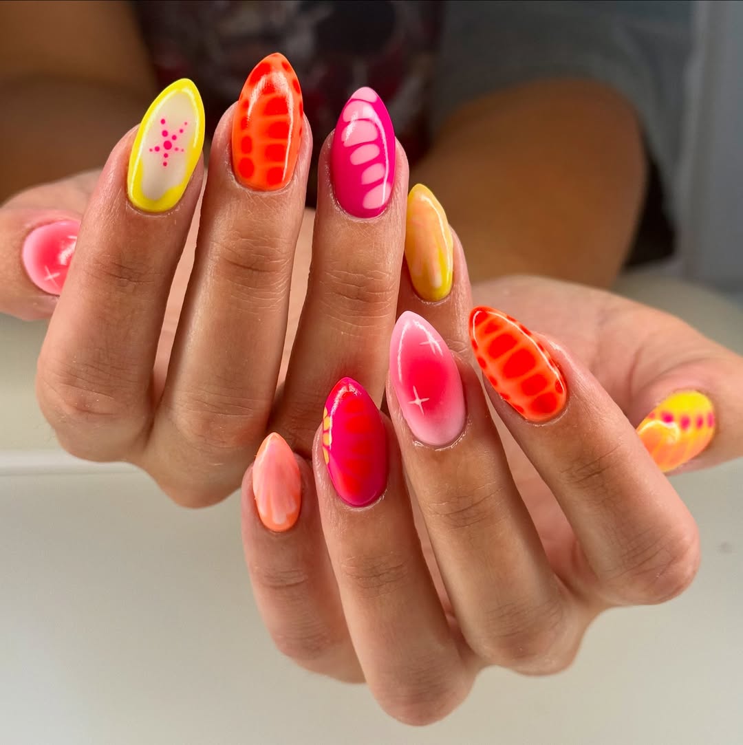 Vibrant Abstract Jelly Ombre Summer Nails