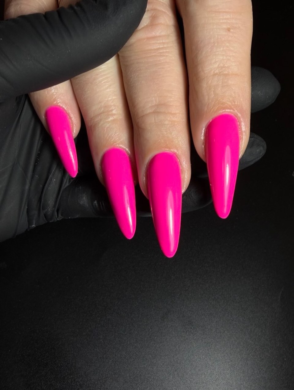 Vibrant Barbiecore Hot Pink Stiletto Nails