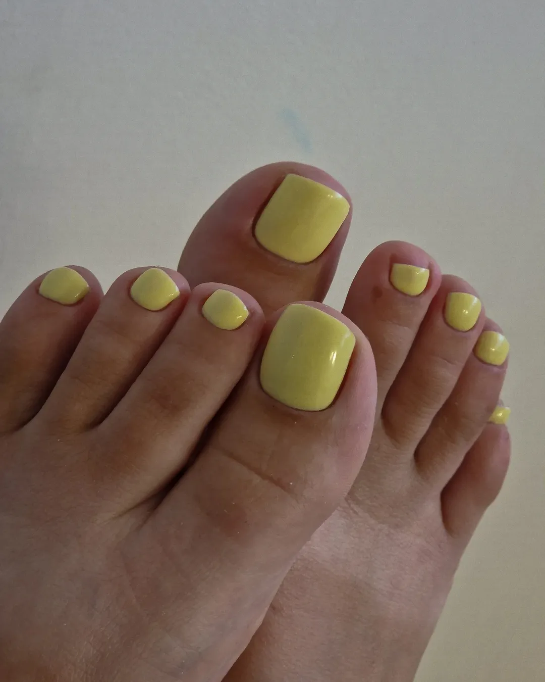 Vibrant Glossy Lemon Yellow Pedicure
