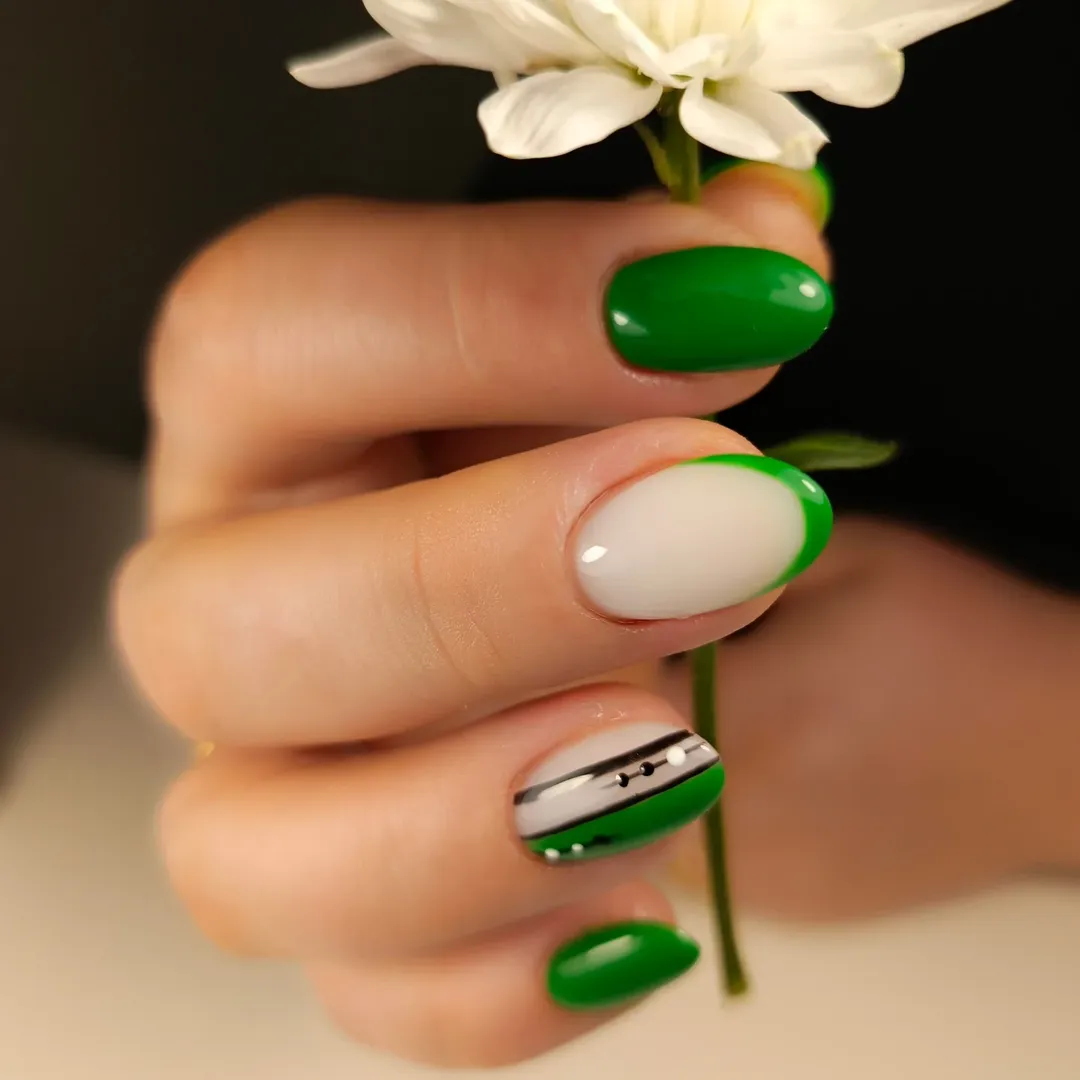 Vibrant Green Oval Two-Tone Mix and Match