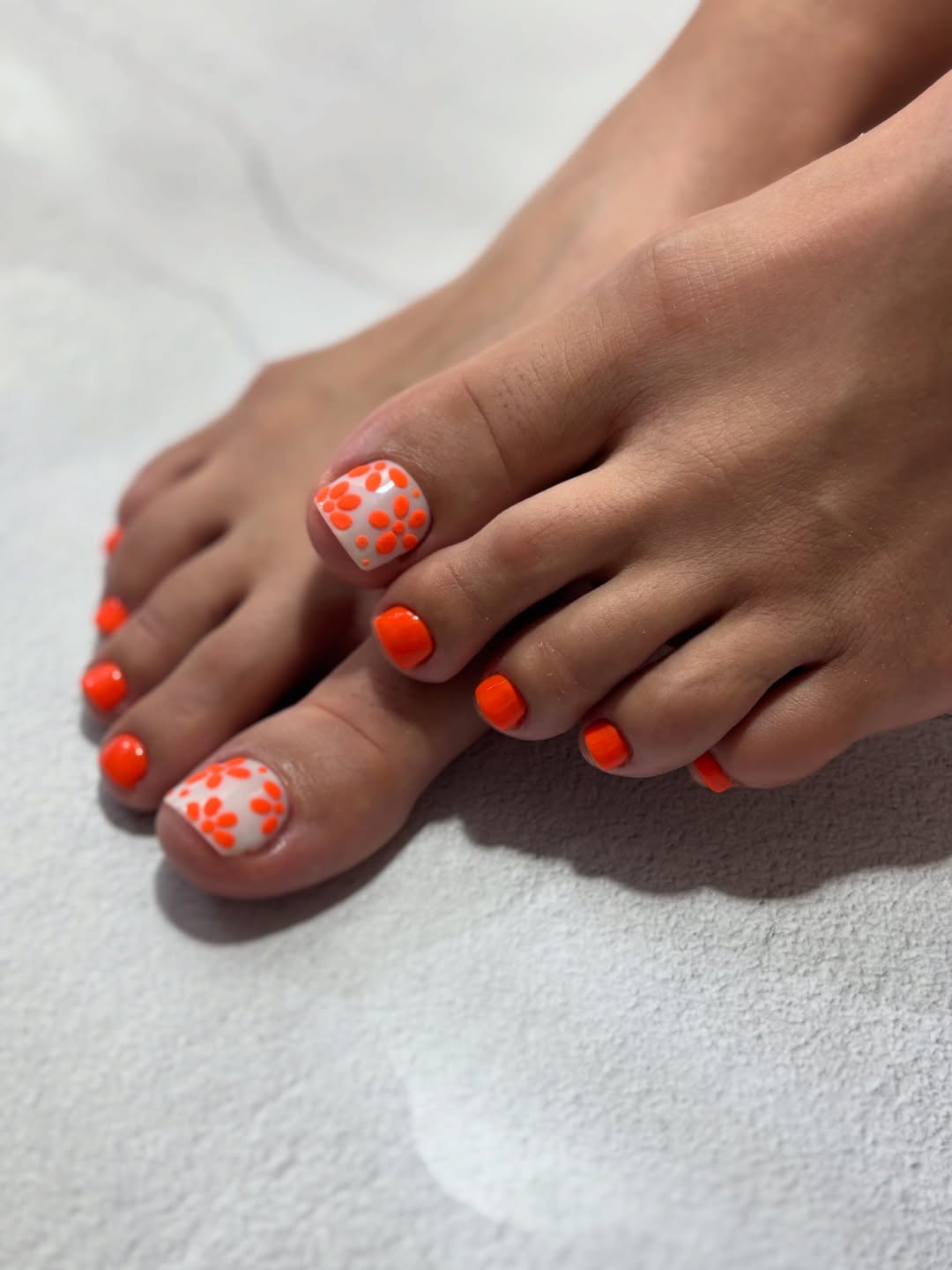 Vibrant Orange Polka Dot Pedicure Fun
