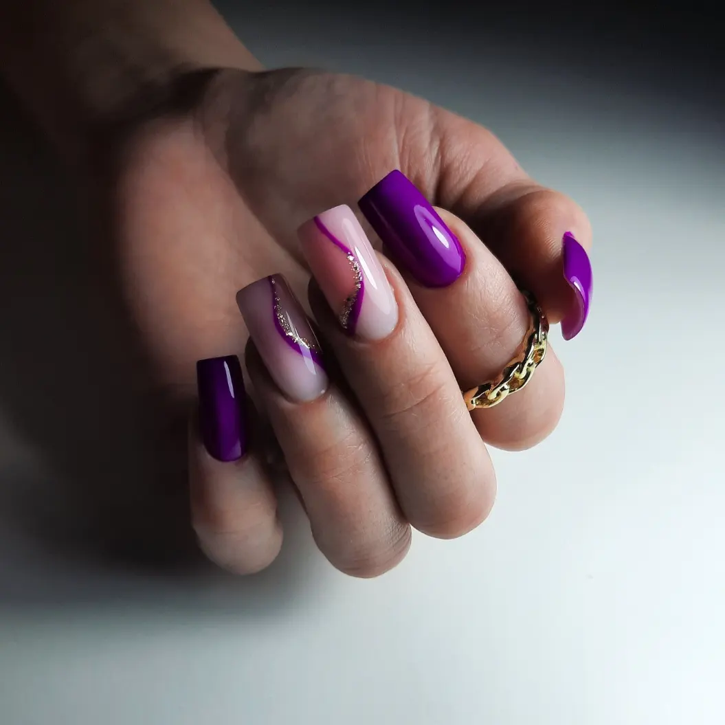Vibrant Purple Swirls with Glitter Accent