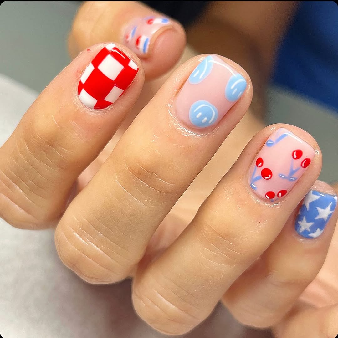 Whimsical Red White Blue Patriotic Mix and Match