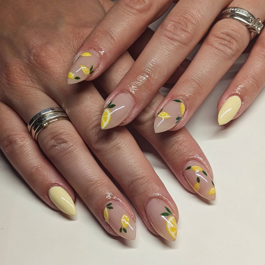 Zesty Lemon French Almond Summer Nails