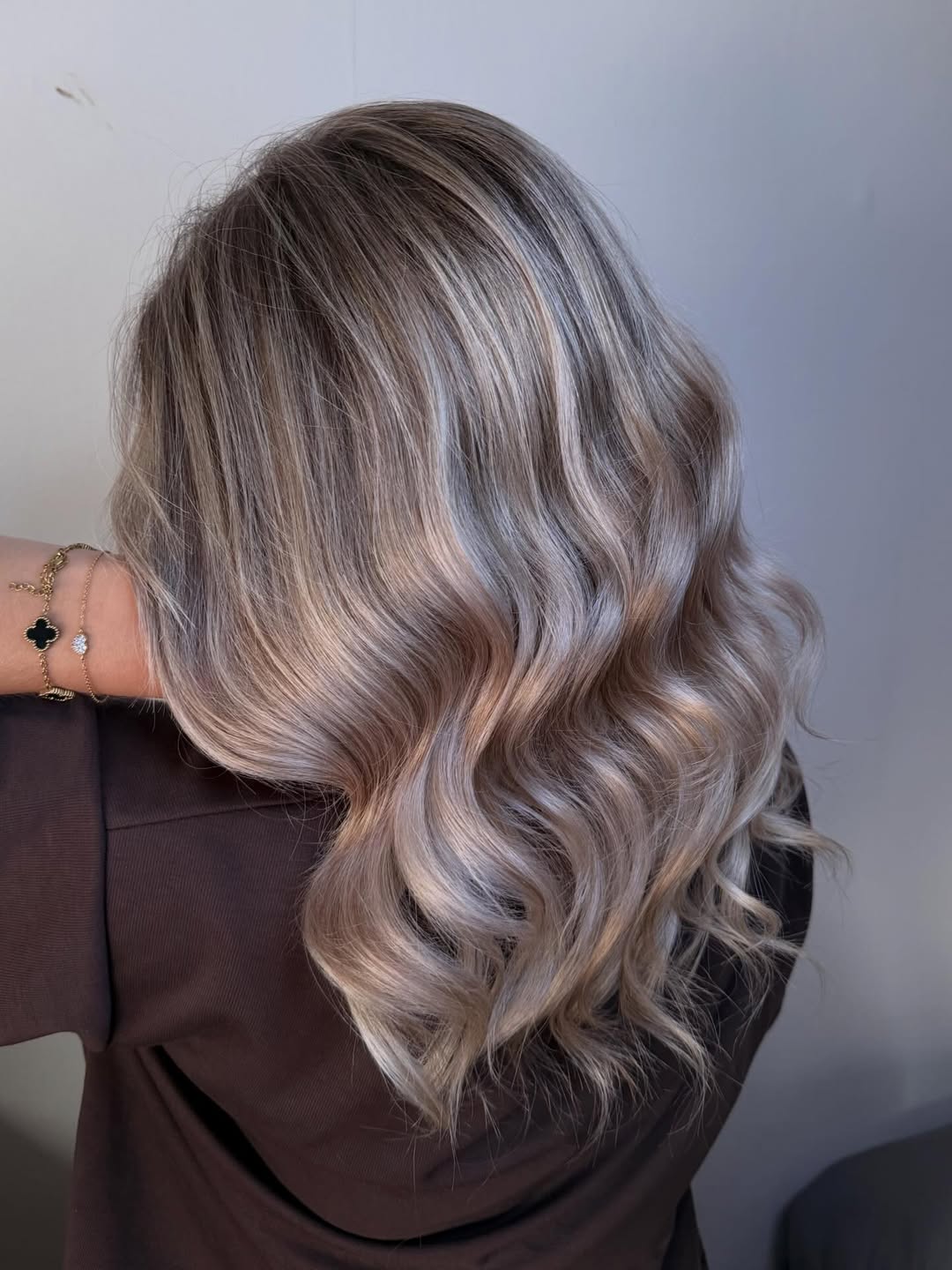 Ashy Platinum Balayage With Loose Waves