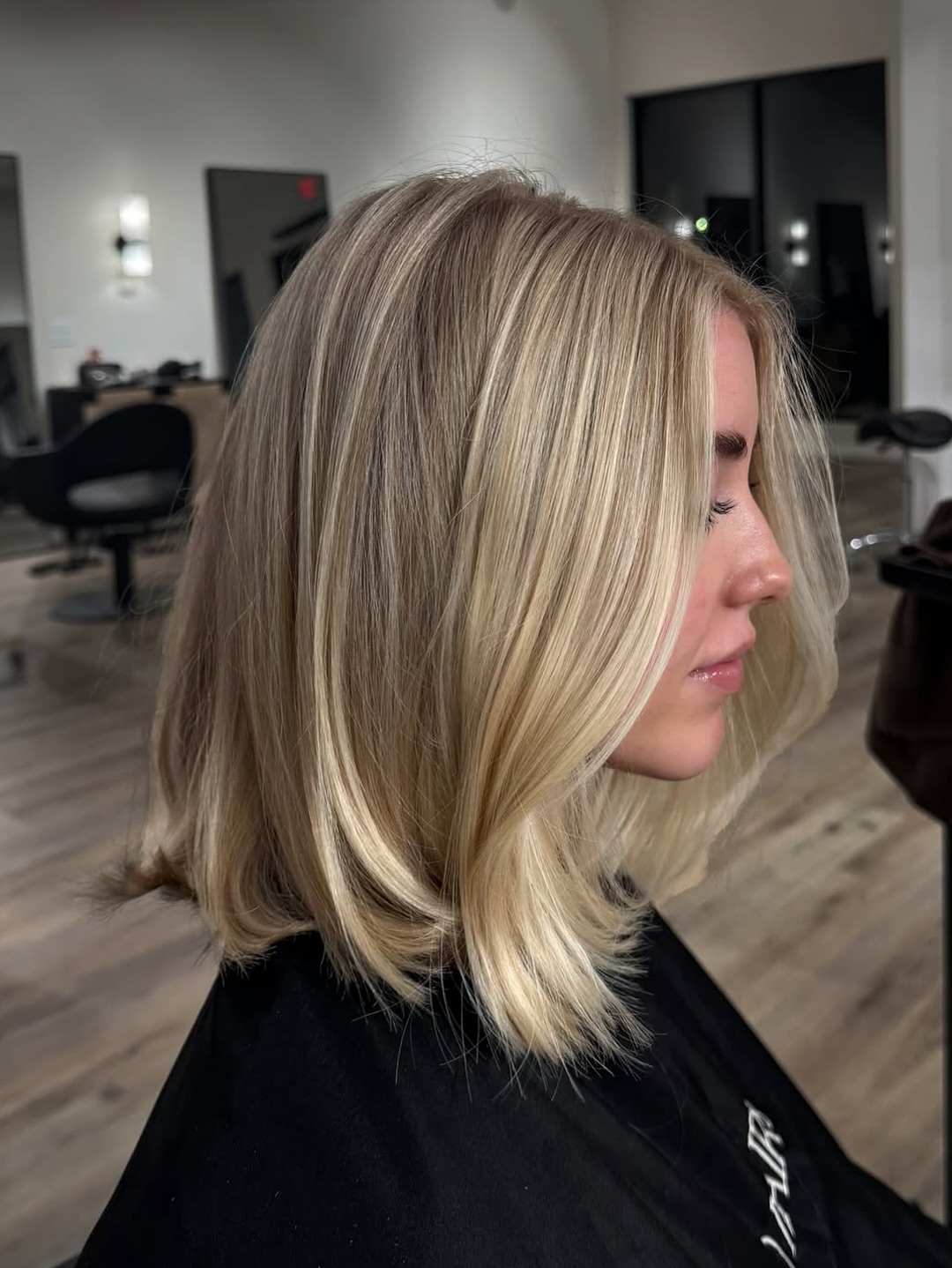 Blended Platinum Blonde Lob With Subtle Layers