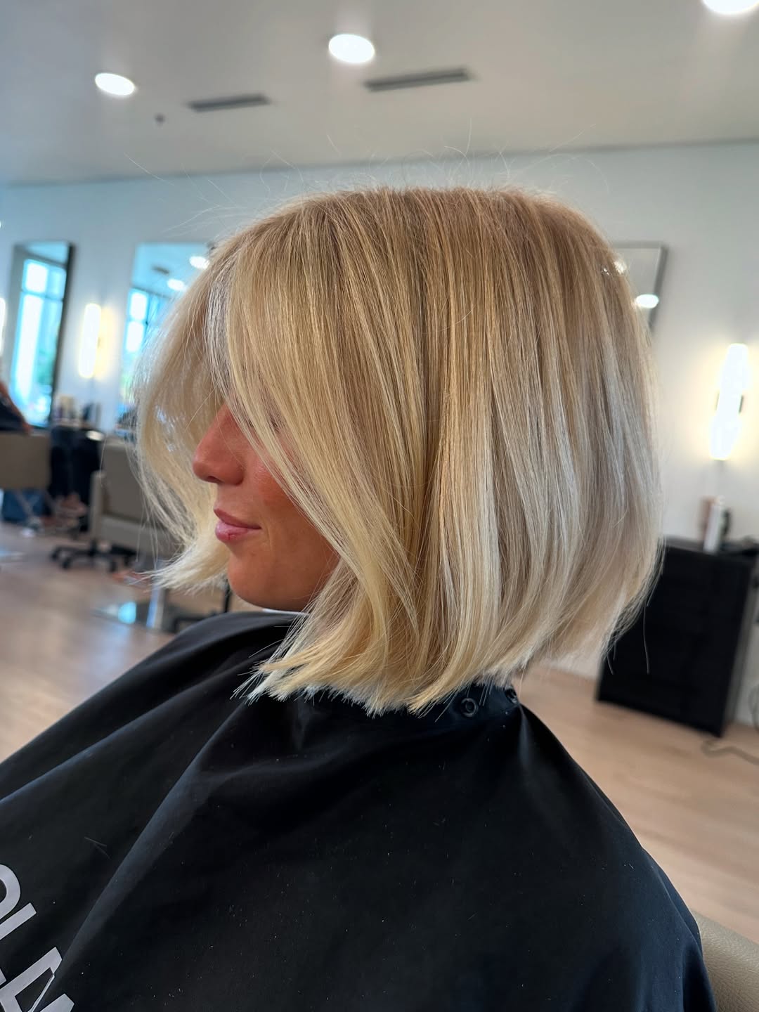 Blonde Angled Bob With Soft Face-Framing