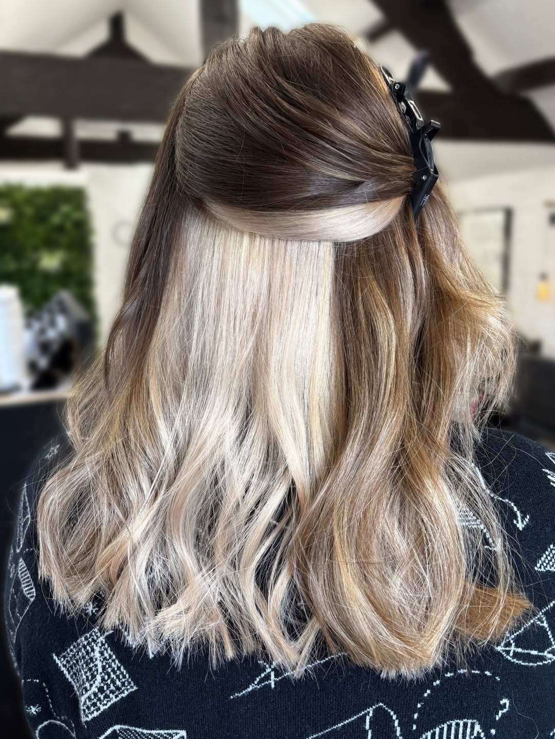 Blonde Underlayer Peekaboo On Wavy Brown Hair
