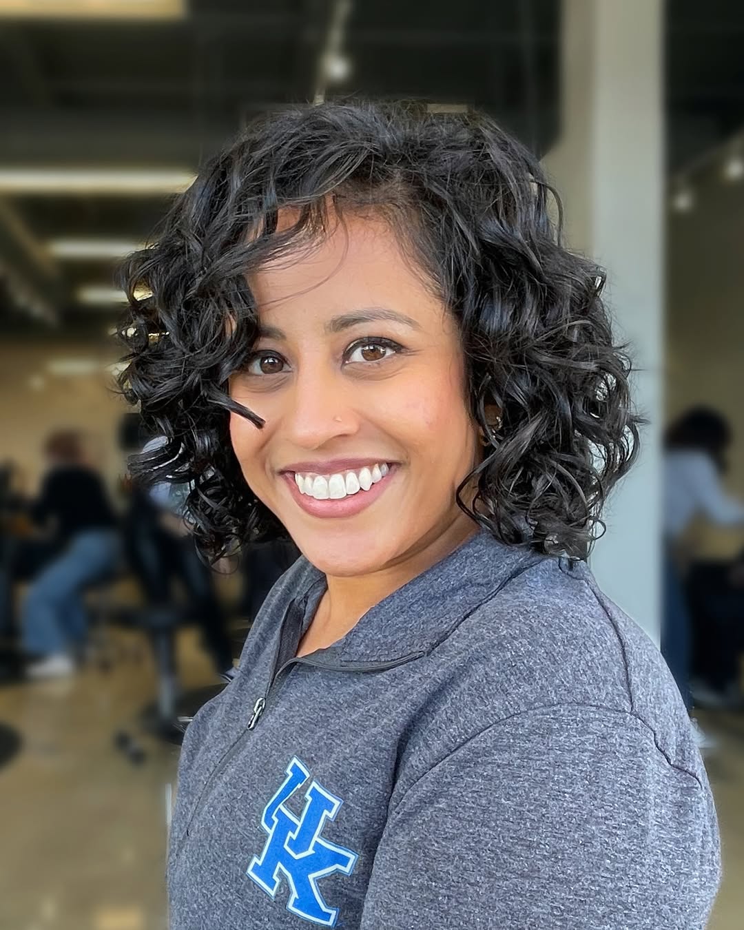 Bouncy Curly Bob With Side Bangs