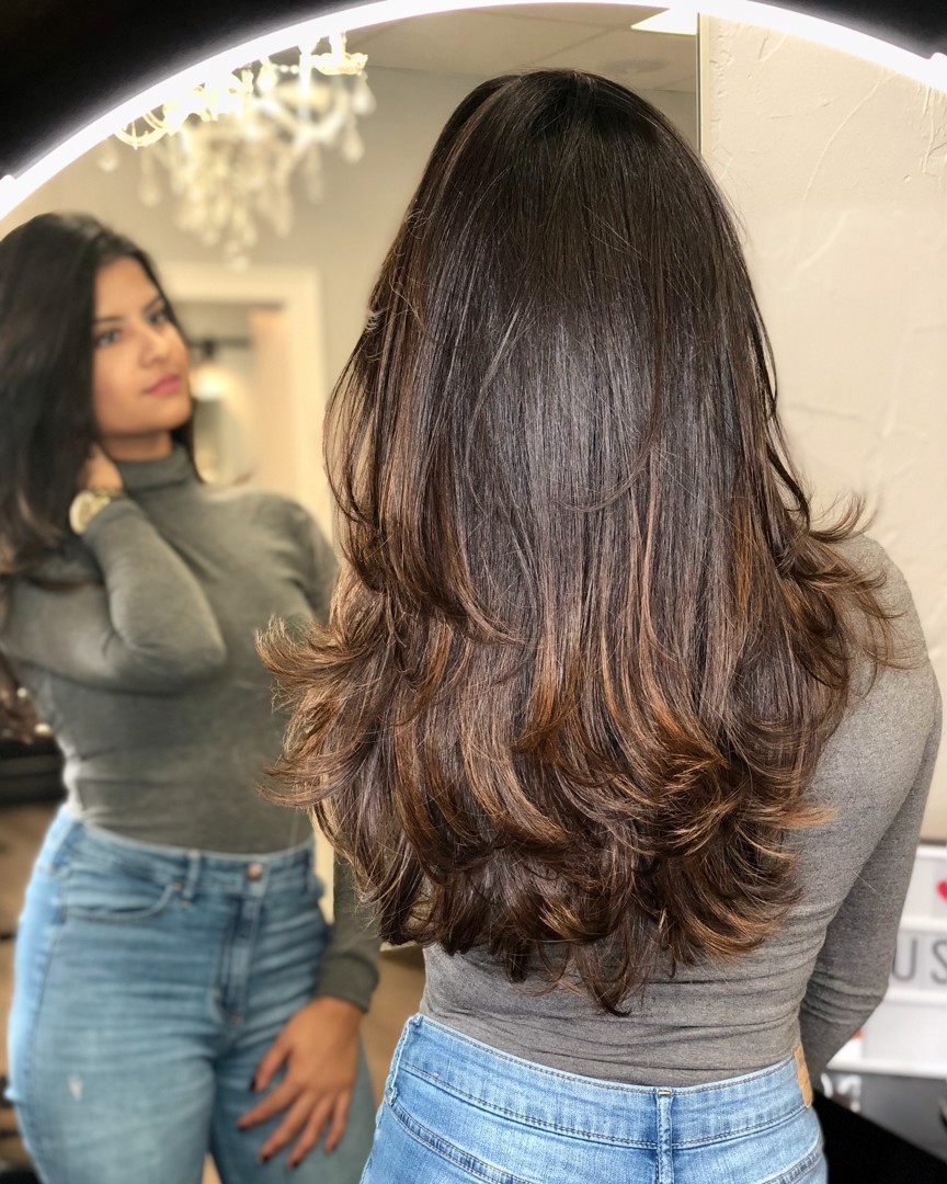Bouncy Rich Brunette Layered Haircut