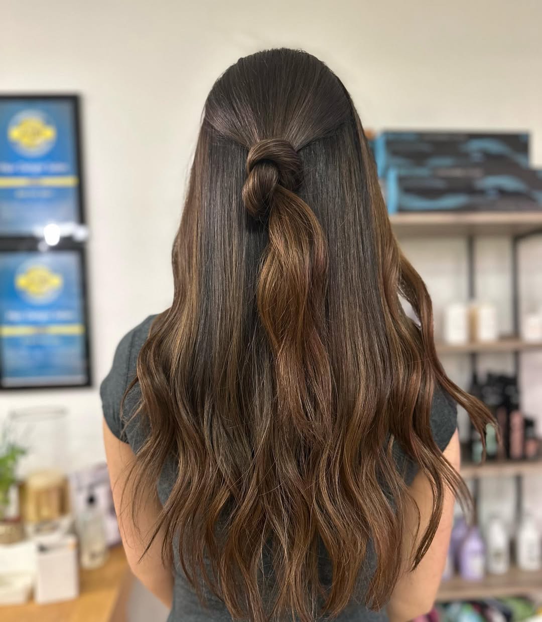 Braided Half-Up Knot With Subtle Auburn Highlights