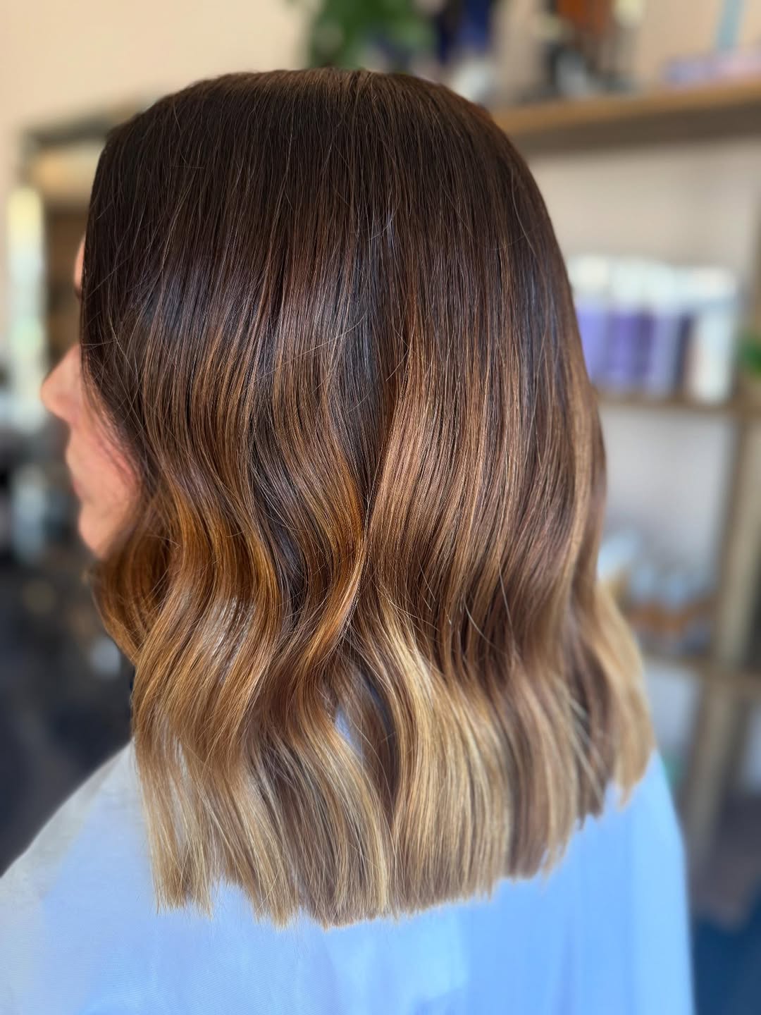 Caramel And Blonde Balayage Lob