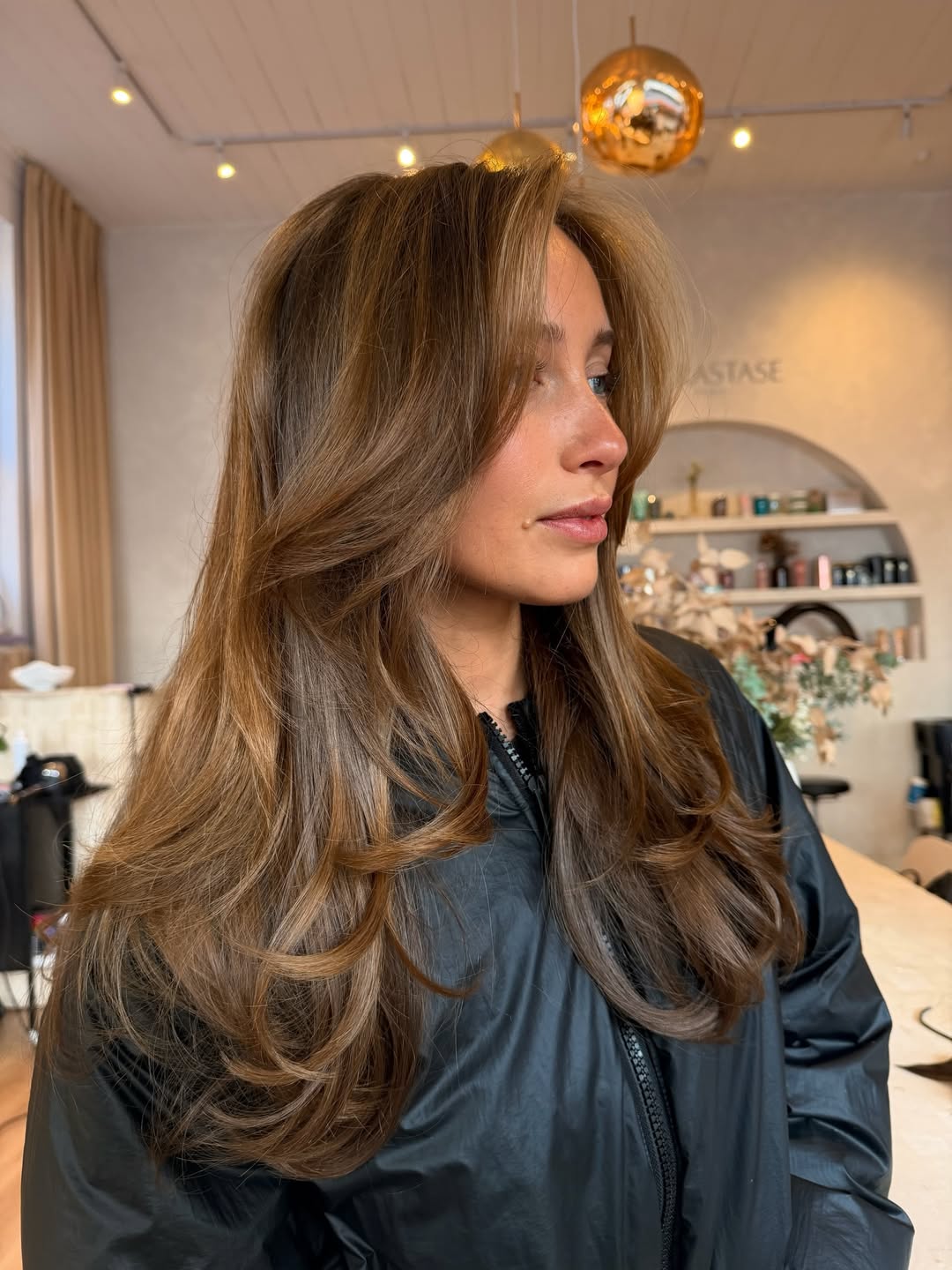 Caramel Brown Layers With Voluminous Blowout