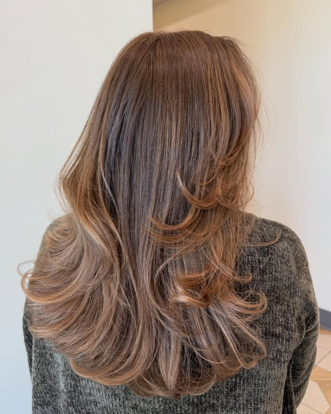 Caramel Highlights On Long Layered Hair