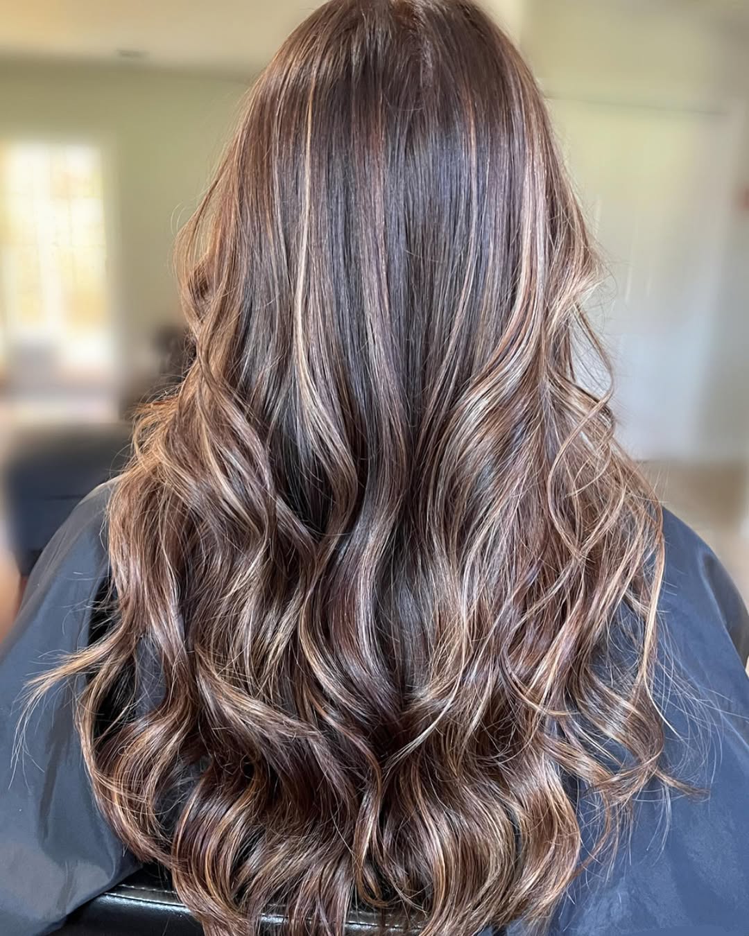 Chocolate Brown Hair With Caramel Balayage Waves