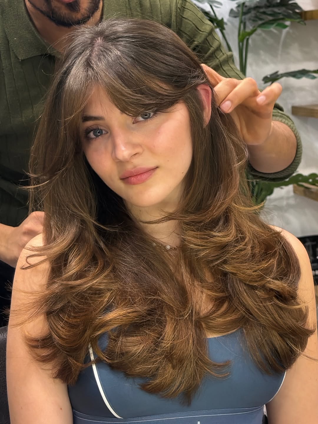 Choppy Layers With Wavy Golden Brown Hair