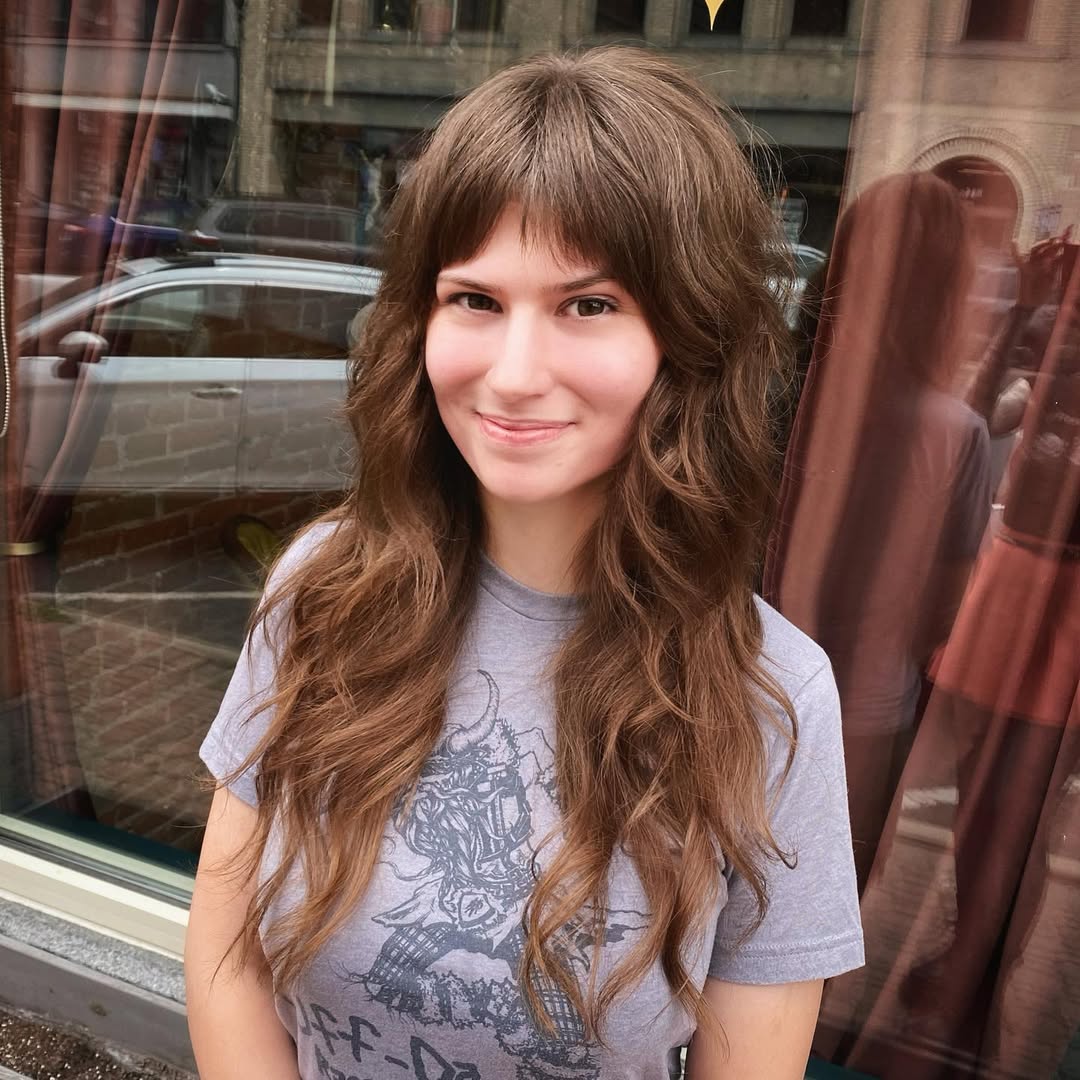 Choppy Long Shag With Textured Bangs