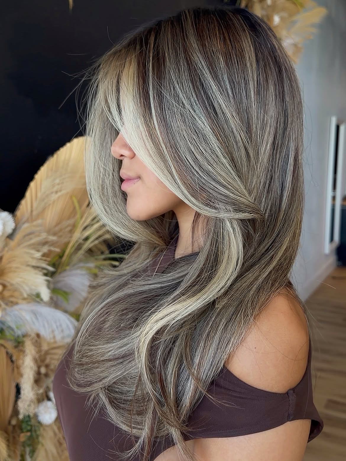 Cool Ash Blonde Balayage With Face Framing Layers