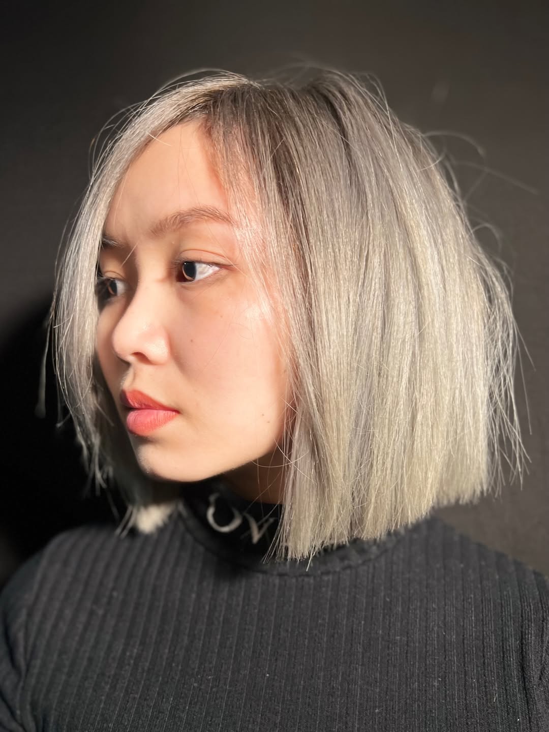 Cool Ash Blonde Blunt Bob Shadow Root