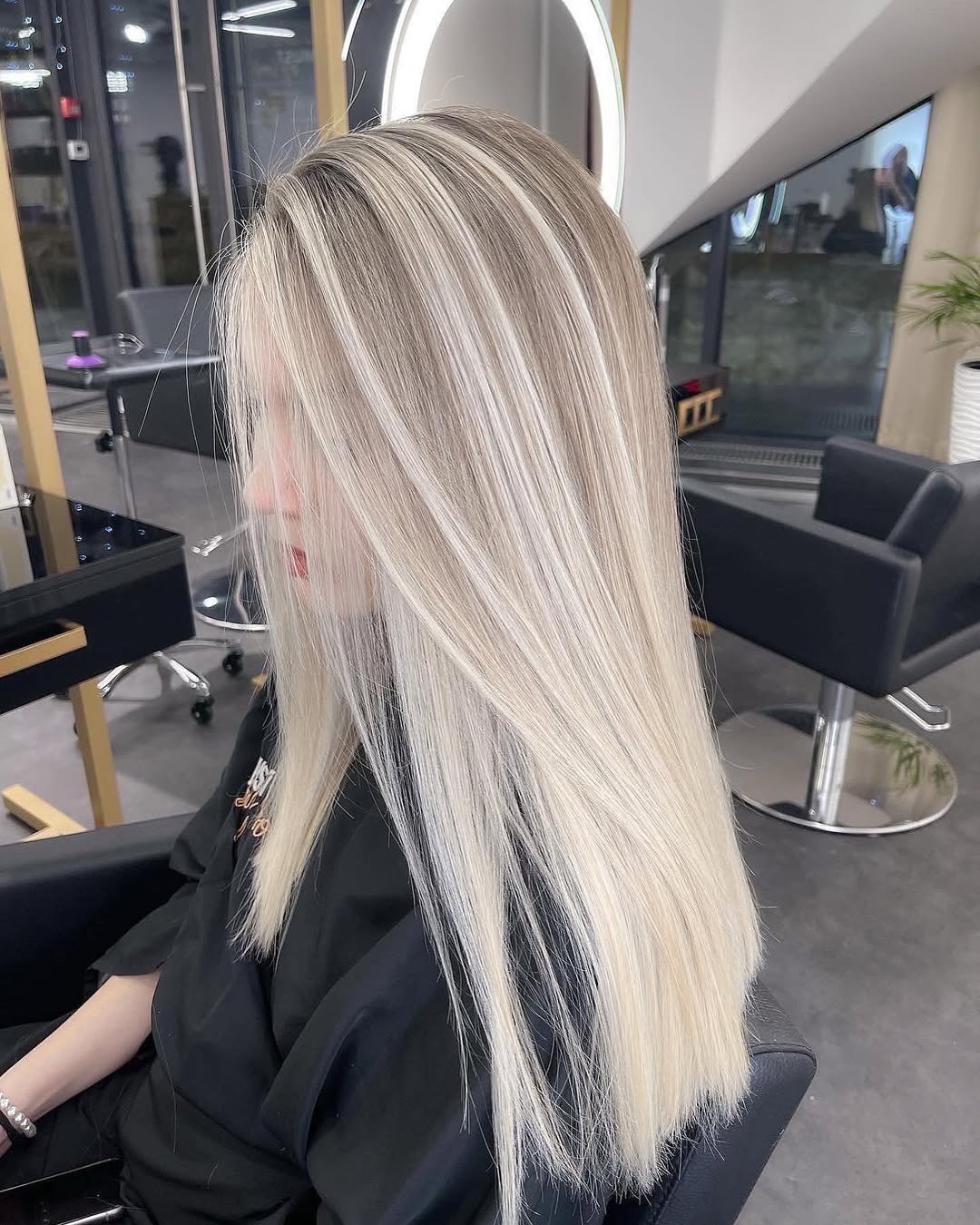 Cool Platinum Blonde With Ashy Toned Balayage