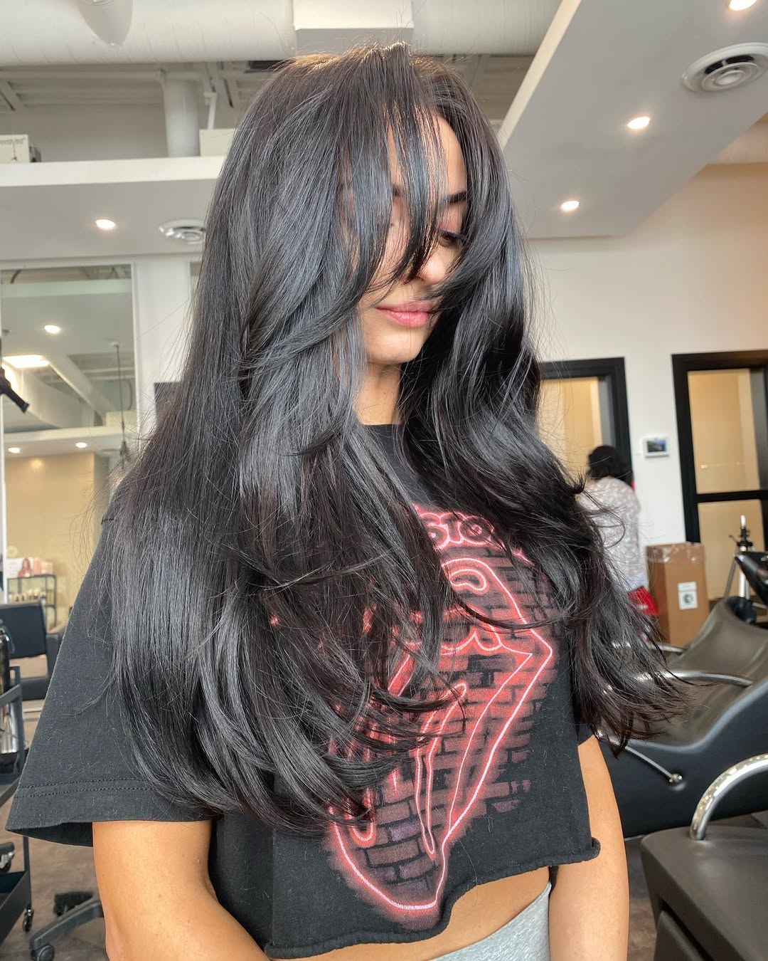 Dark Brunette Long Layers With Effortless Volume