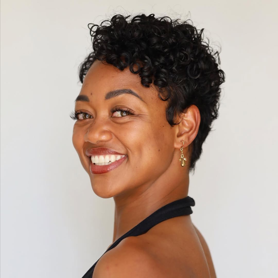 Defined Curly Pixie With Tapered Sides