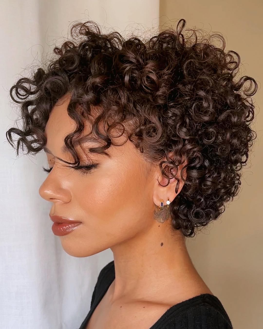 Defined Curly Pixie With Wispy Bangs