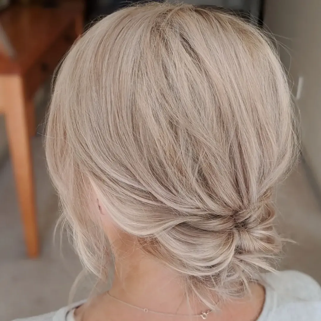 Effortless Low Bun For Short Blonde Hair