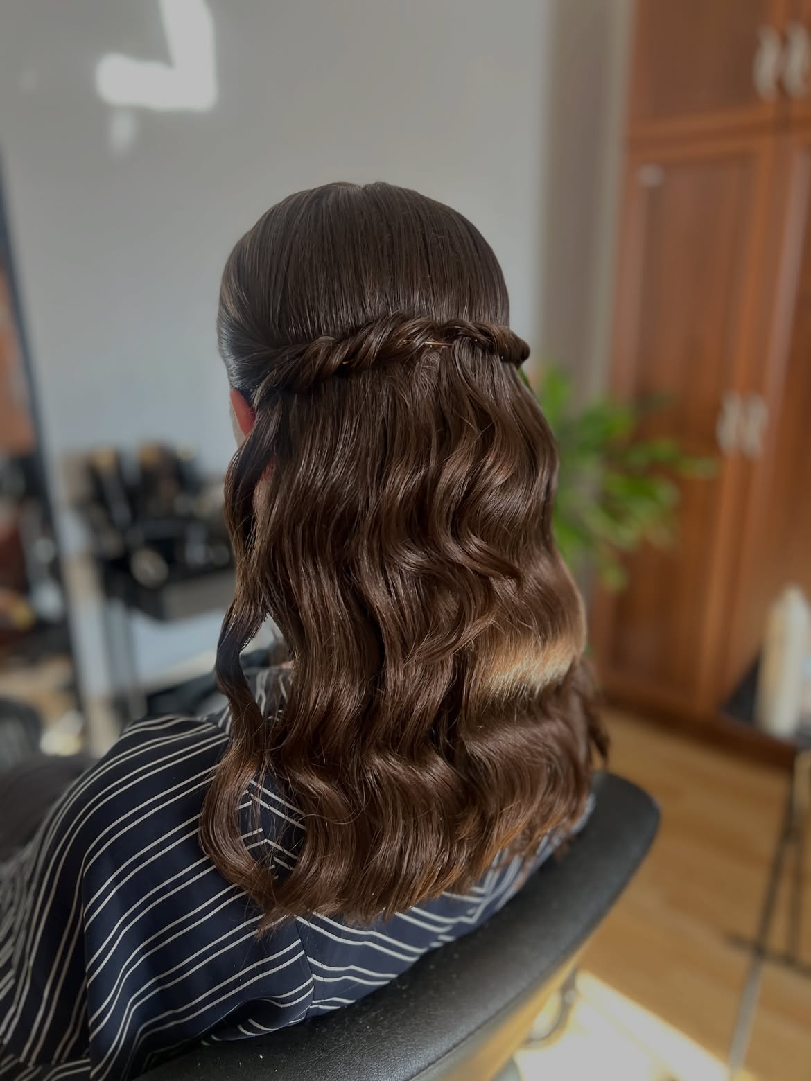 Elegant Twisted Half Updo With Soft Waves