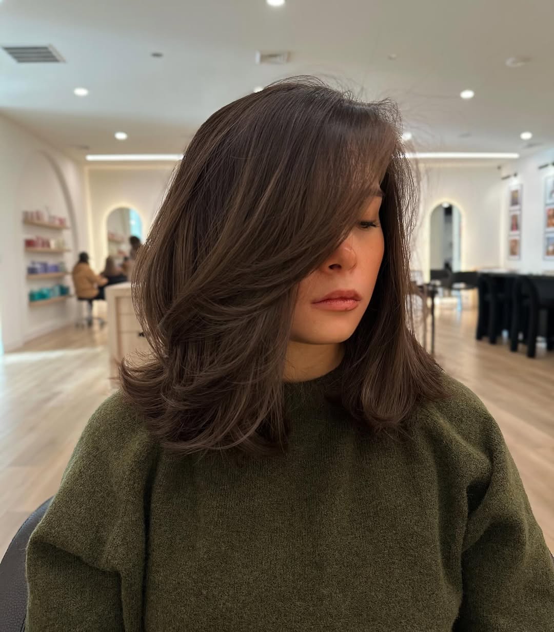 Face-Framing Layers on Ash Brown Lob