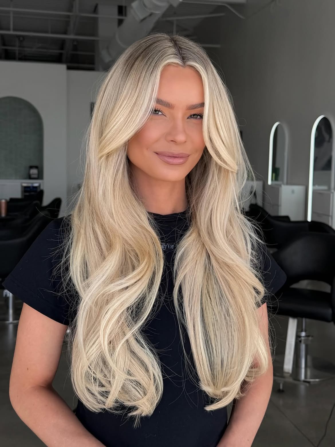 Golden Honey Blonde Waves With Face Framing Layers