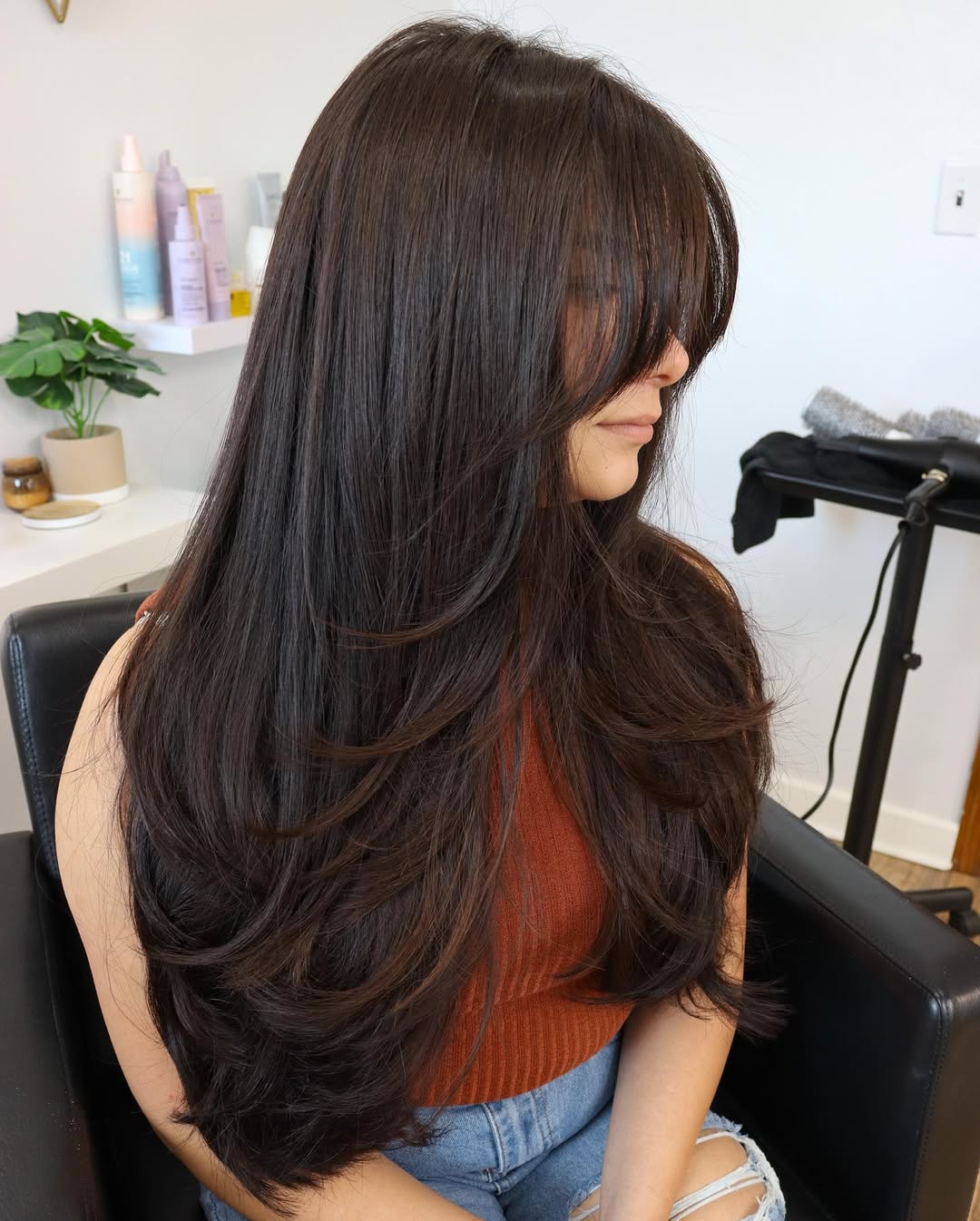 Gorgeous Long Brunette Layers With Face Framing Bangs