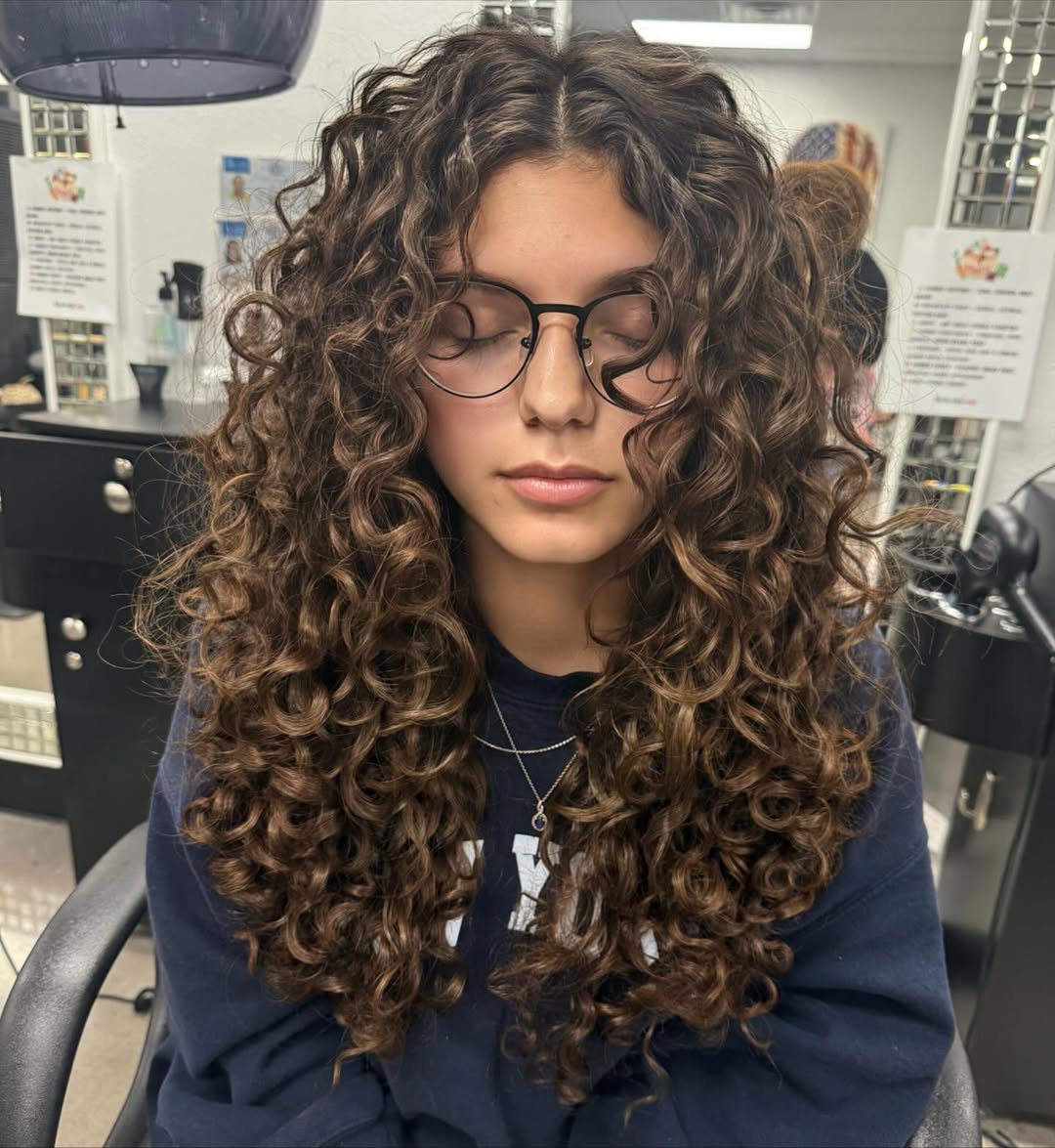 Gorgeous Long Layered Curls With Natural Highlights