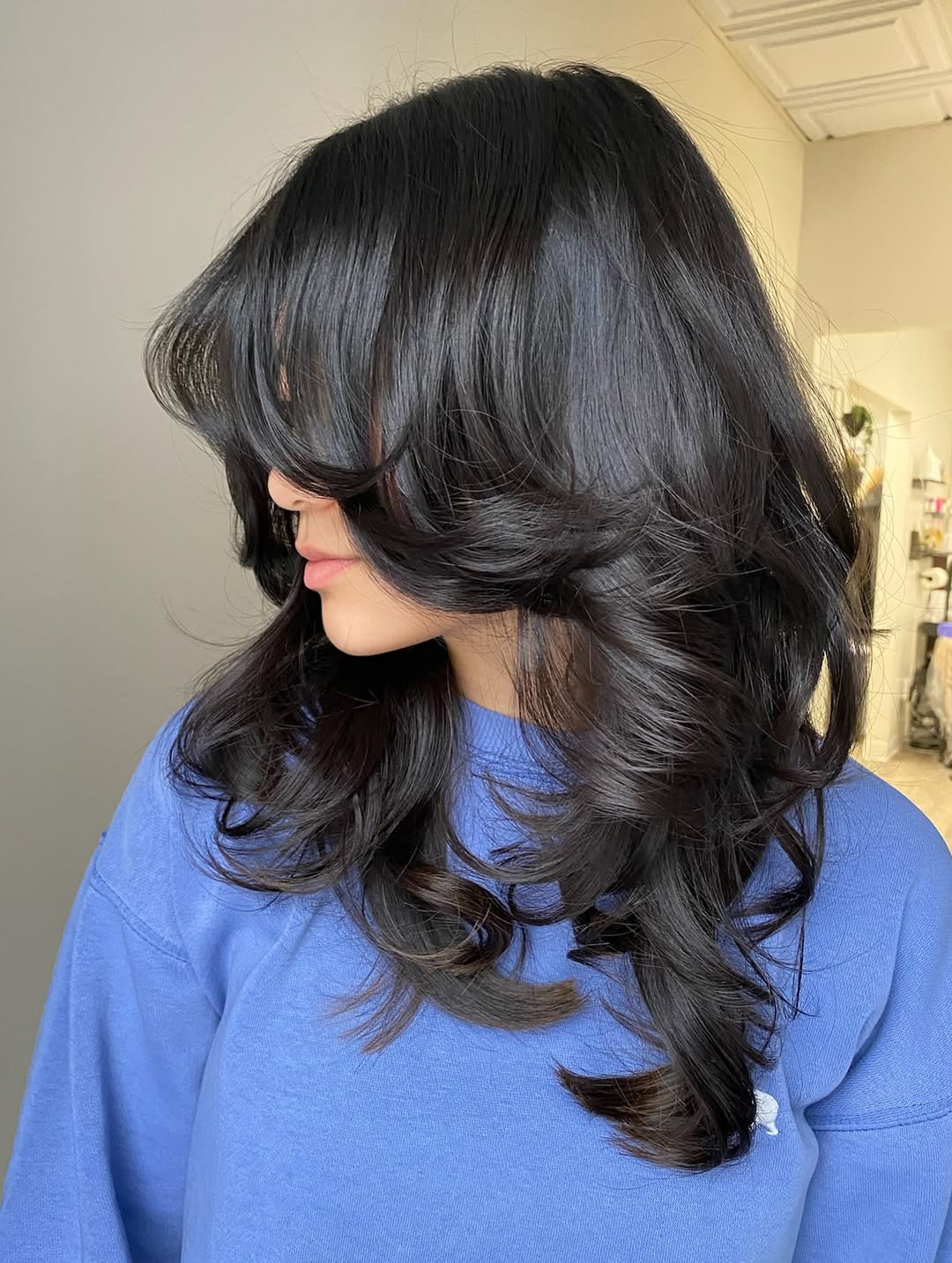 Gorgeous Voluminous Layers For Dark Shoulder-Length Hair