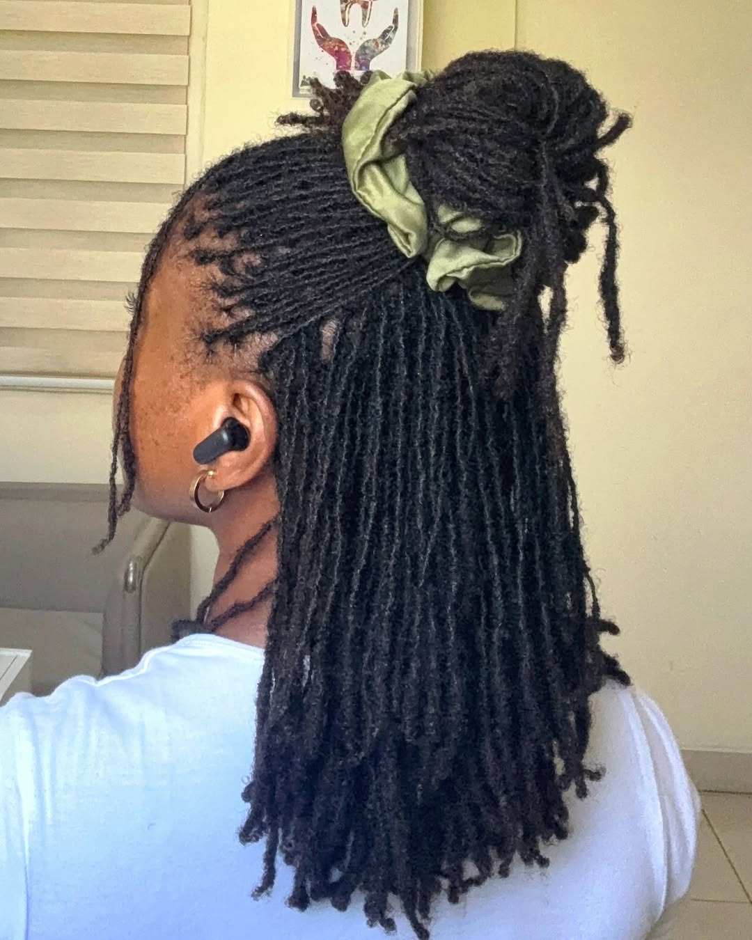 Half-Up Locs With Satin Scrunchie