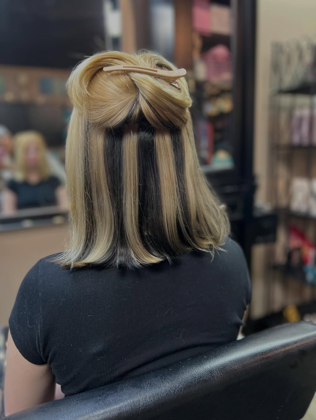 Hidden Skunk Stripe Blonde Bob