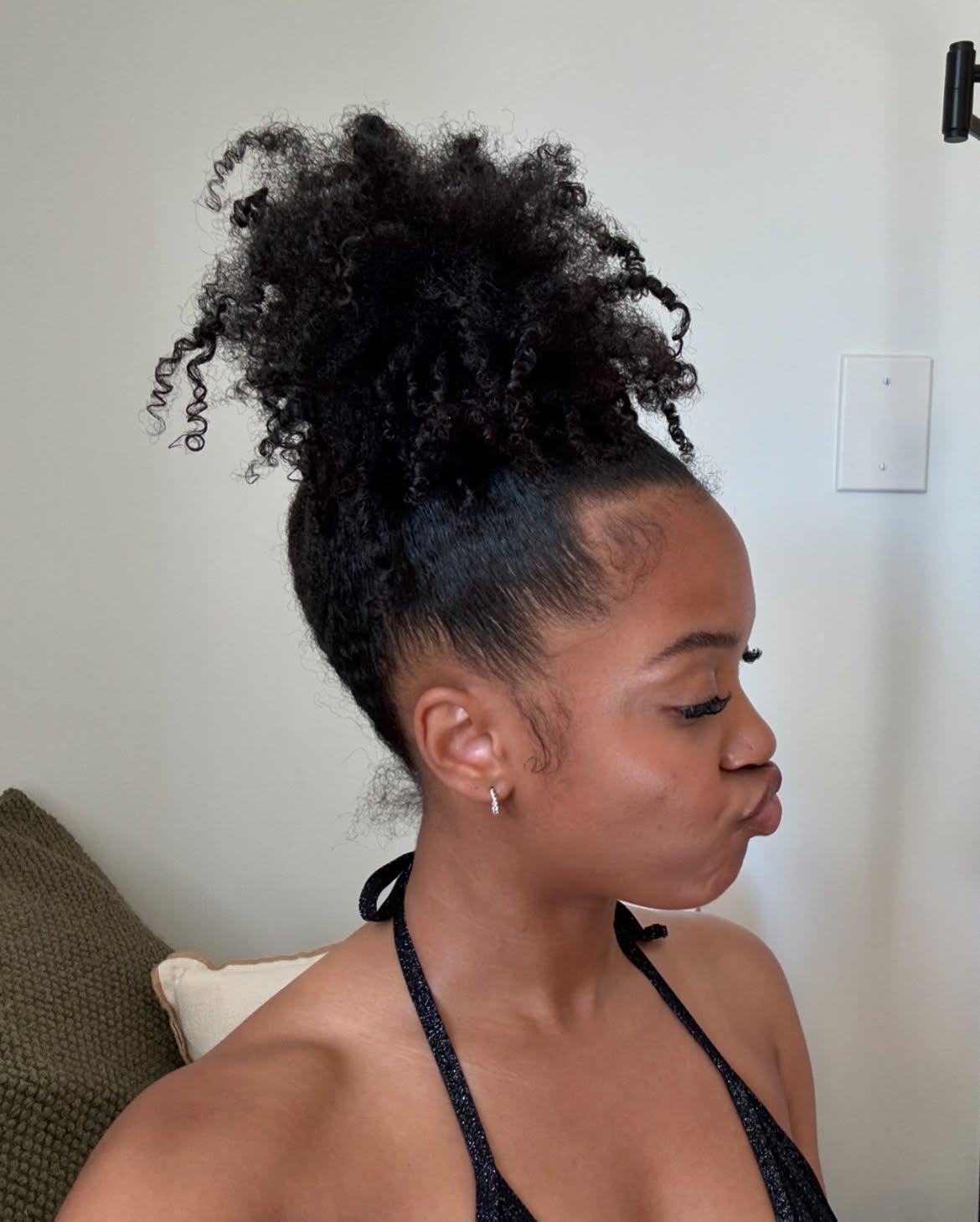 High Puff With Defined Curls And Baby Hairs