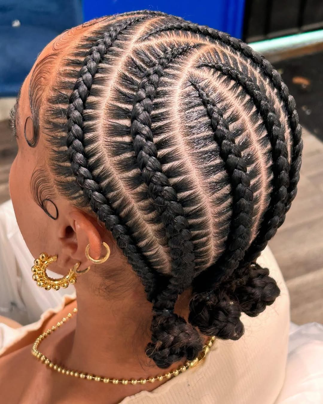 Intricate Cornrow Braids With Laid Edges