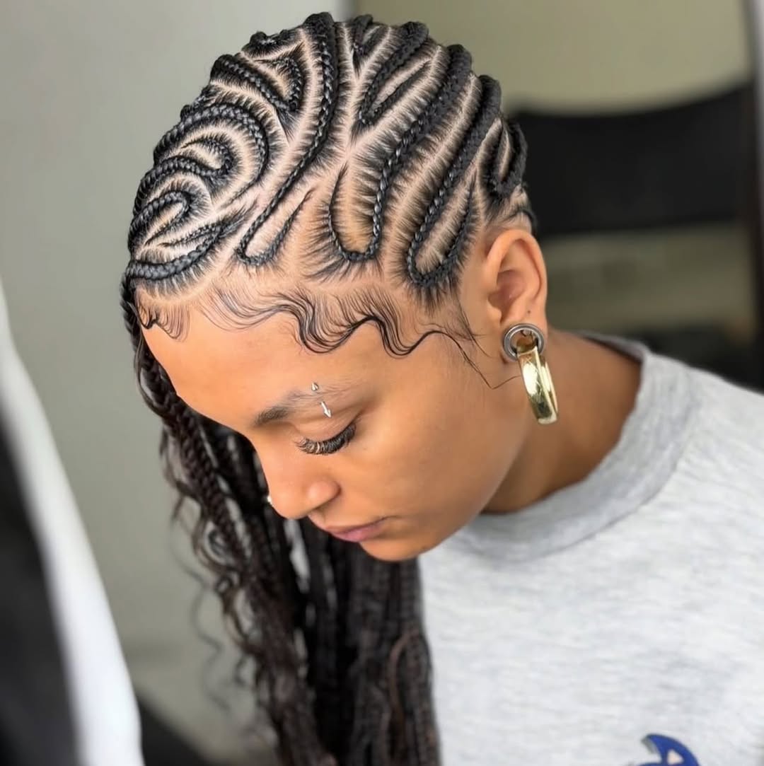 Intricate Cornrow Braids With Laid Edges Style