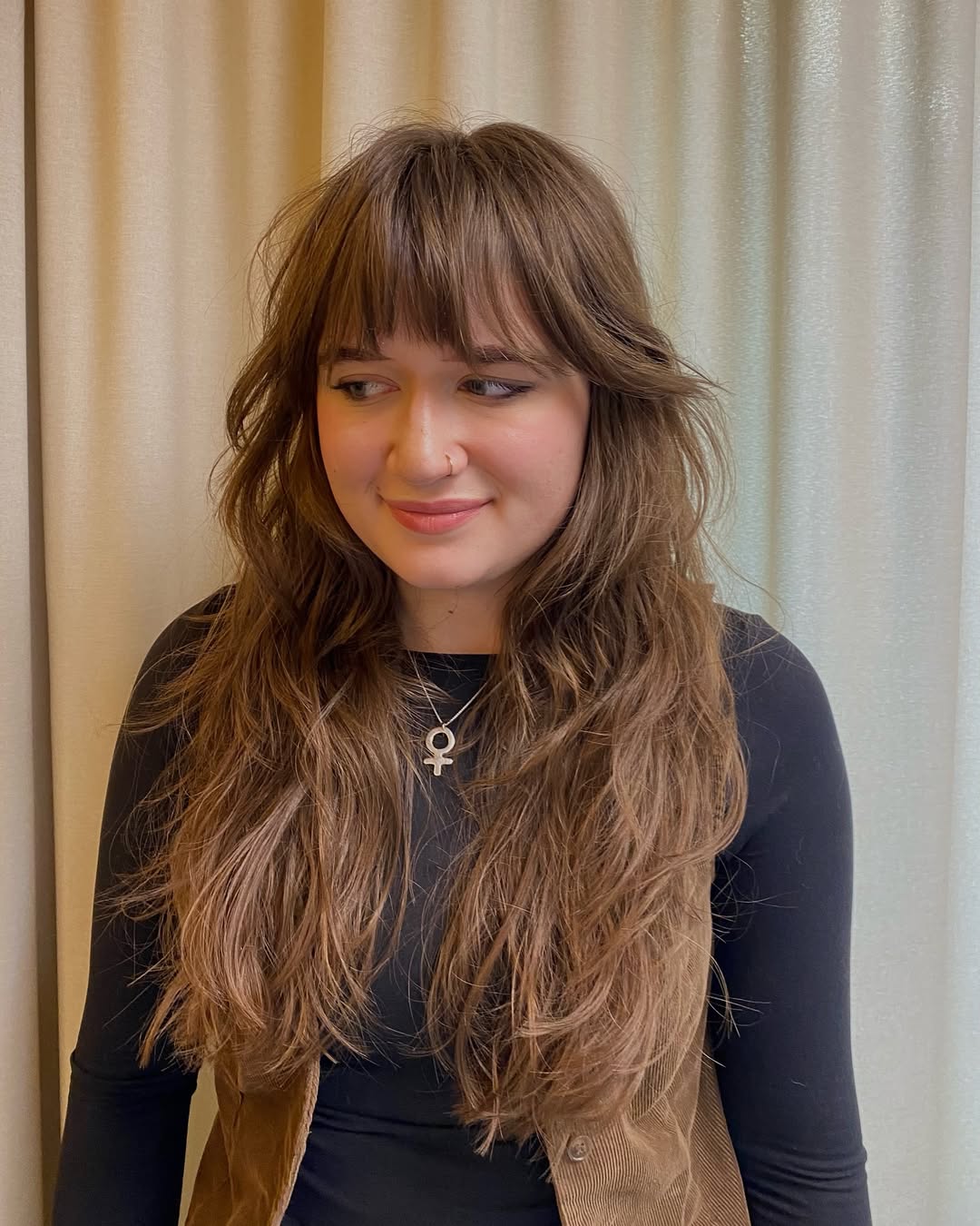 Long Wavy Shag With Textured Bangs